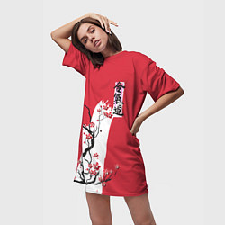 Футболка женская длинная Сакура Айкидо, цвет: 3D-принт — фото 2