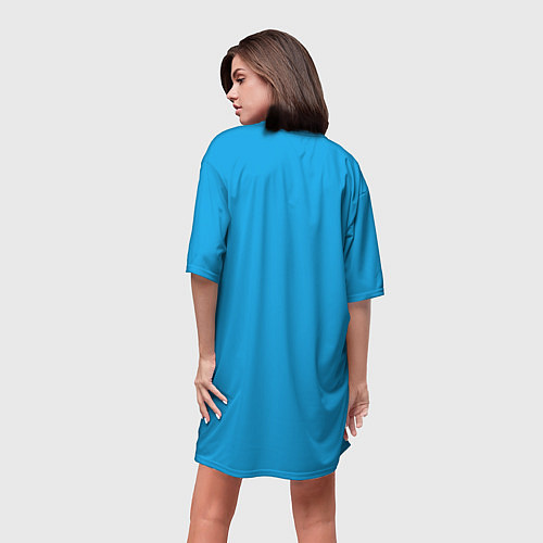 Женская длинная футболка Котик Меломан голубой / 3D-принт – фото 4