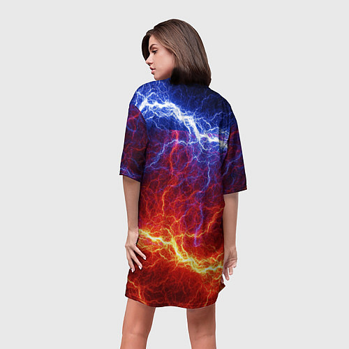 Женская длинная футболка Лёд и огонь / 3D-принт – фото 4
