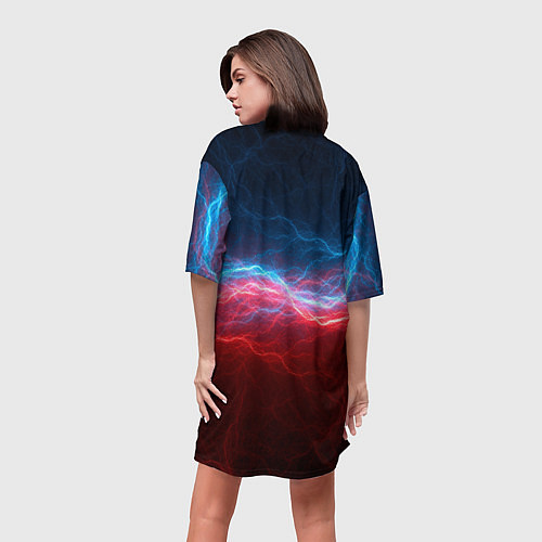 Женская длинная футболка Огонь и лёд / 3D-принт – фото 4