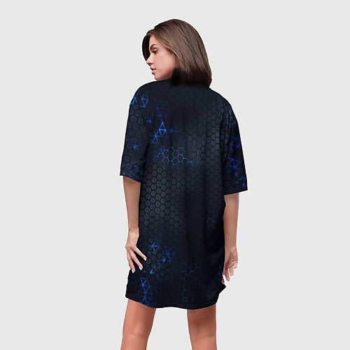 Женская длинная футболка Brawl Stars Blue Hex / 3D-принт – фото 4