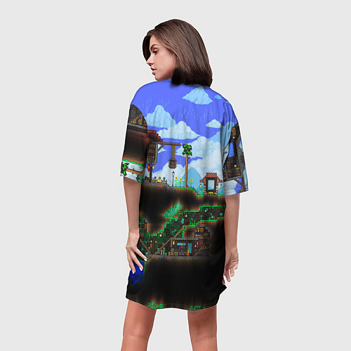 Женская длинная футболка TERRARIA EXCLUSIVE / 3D-принт – фото 4