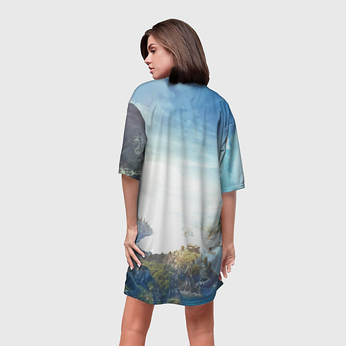 Женская длинная футболка Oddysey / 3D-принт – фото 4