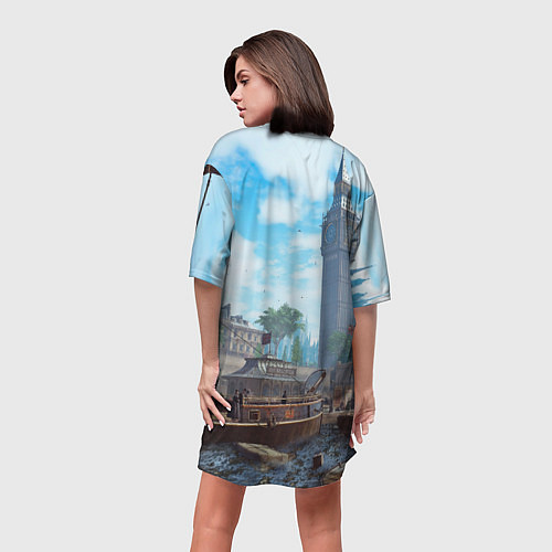 Женская длинная футболка Assasin's creed / 3D-принт – фото 4