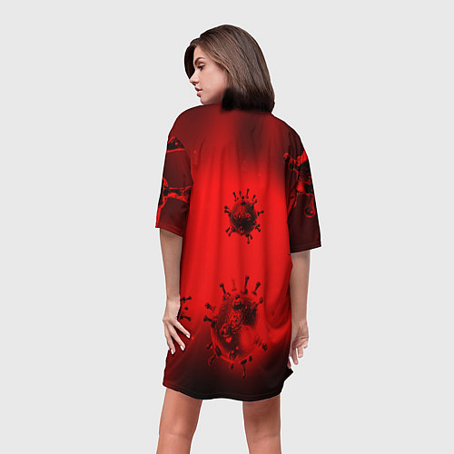 Женская длинная футболка PLAGUE INC / 3D-принт – фото 4