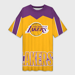 Футболка женская длинная Los Angeles Lakers, цвет: 3D-принт