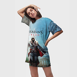 Футболка женская длинная Assassins Creed, цвет: 3D-принт — фото 2
