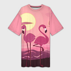 Женская длинная футболка Фламинго