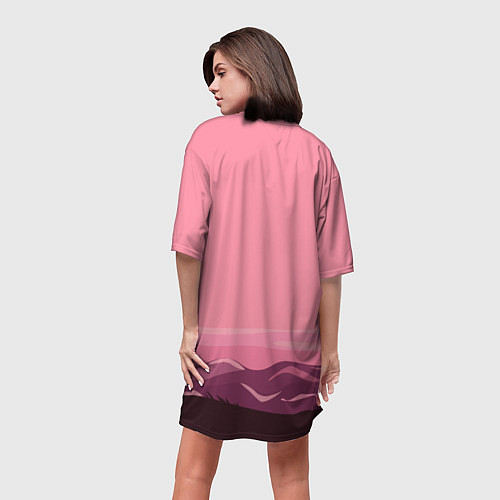 Женская длинная футболка Фламинго / 3D-принт – фото 4