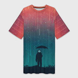 Женская длинная футболка Космический Дождь