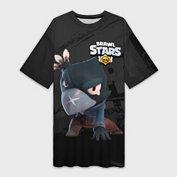 Футболка женская длинная Brawl Stars Crow Ворон, цвет: 3D-принт