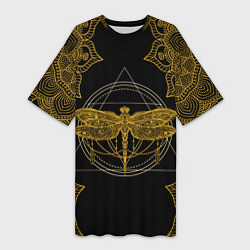 Женская длинная футболка Golden dragonfly