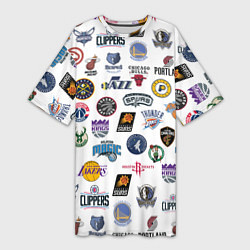 Женская длинная футболка NBA Pattern