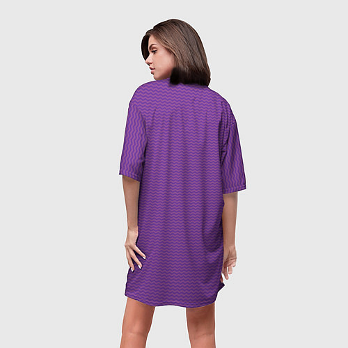 Женская длинная футболка Фиолетовая волна / 3D-принт – фото 4