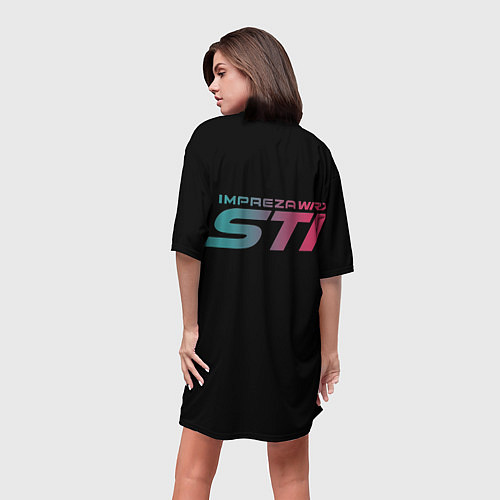 Женская длинная футболка SUBARUСпина / 3D-принт – фото 4