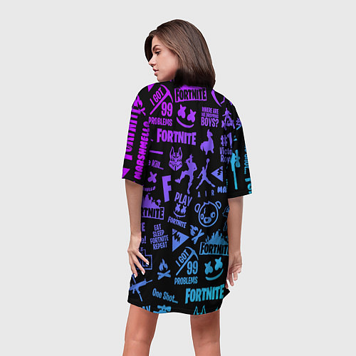 Женская длинная футболка FORTNITE X MARSHMELLO / 3D-принт – фото 4