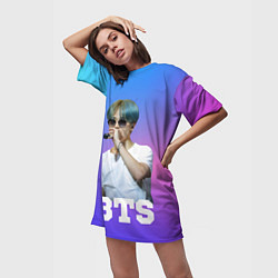 Футболка женская длинная BTS, цвет: 3D-принт — фото 2