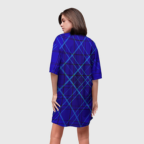 Женская длинная футболка Сине-черная геометрия 3D / 3D-принт – фото 4