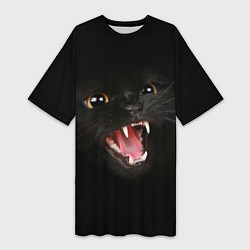 Футболка женская длинная Злой Котик, цвет: 3D-принт