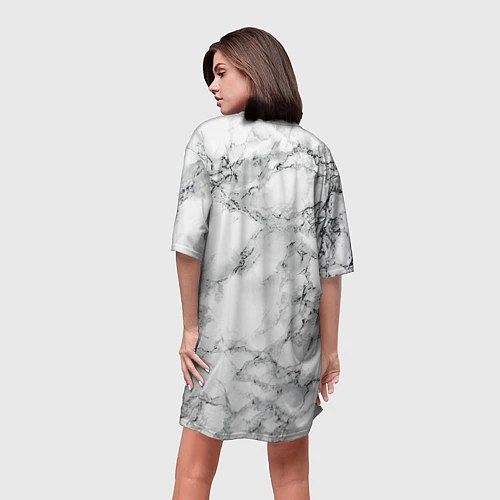 Женская длинная футболка Мрамор / 3D-принт – фото 4