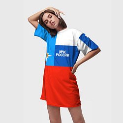 Футболка женская длинная Флаг МЧС России, цвет: 3D-принт — фото 2