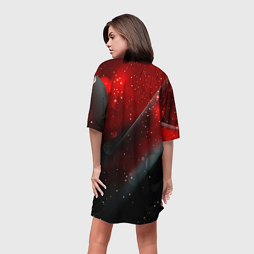 Женская длинная футболка Red & Black / 3D-принт – фото 4