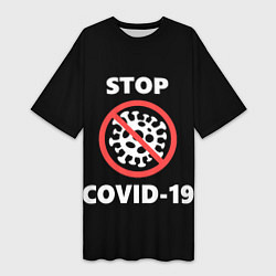 Женская длинная футболка STOP COVID-19