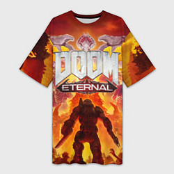 Футболка женская длинная DOOM Eternal, цвет: 3D-принт