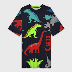 Женская длинная футболка Динозавры