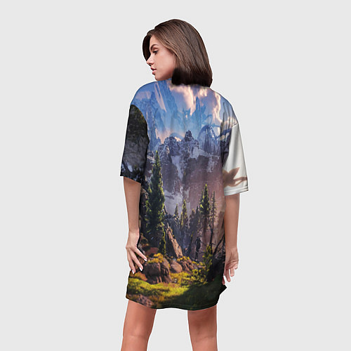 Женская длинная футболка Horizon Zero Dawn / 3D-принт – фото 4