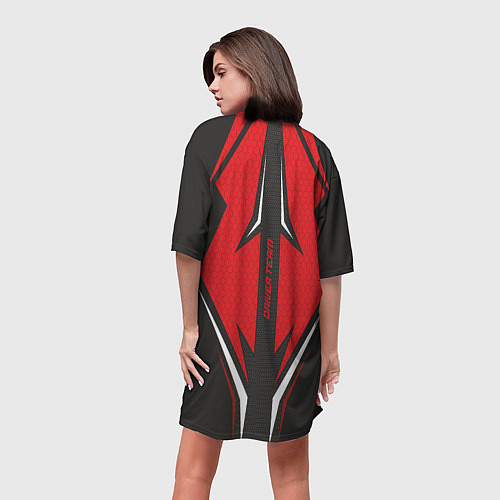 Женская длинная футболка Toyota Driver team Red / 3D-принт – фото 4
