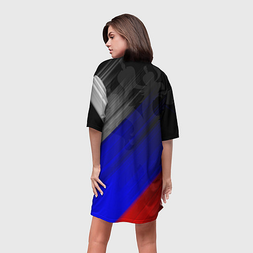 Женская длинная футболка РОССИЯ / 3D-принт – фото 4