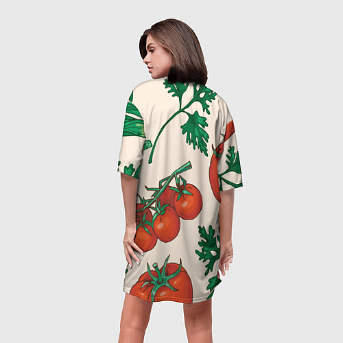 Женская длинная футболка Летние овощи / 3D-принт – фото 4