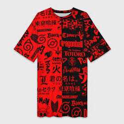 Женская длинная футболка ЛОГОТИПЫ АНИМЕ