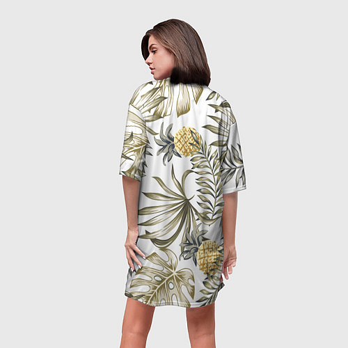 Женская длинная футболка Тропики хаки / 3D-принт – фото 4