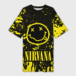 Футболка женская длинная NIRVANA, цвет: 3D-принт