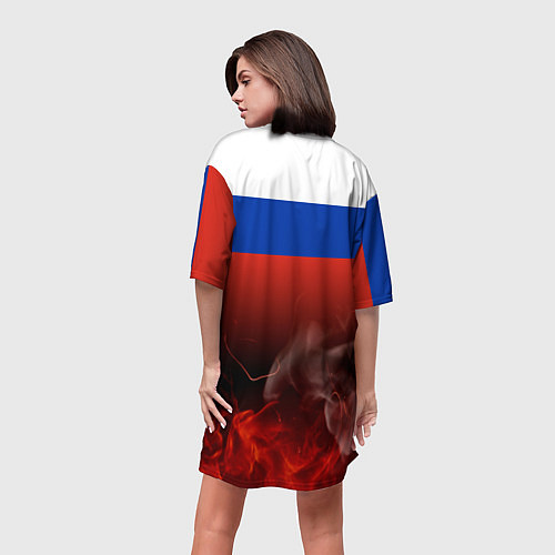 Женская длинная футболка Россия огонь / 3D-принт – фото 4