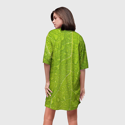 Женская длинная футболка Листок с росой / 3D-принт – фото 4
