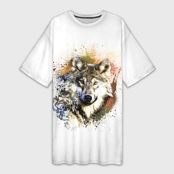 Футболка женская длинная Wolf, цвет: 3D-принт