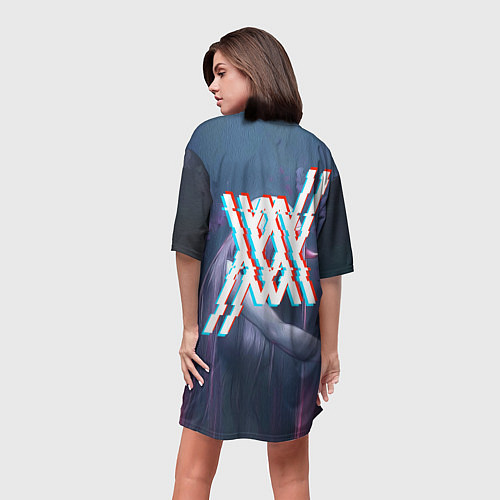 Женская длинная футболка DARLING IN THE FRANXX / 3D-принт – фото 4