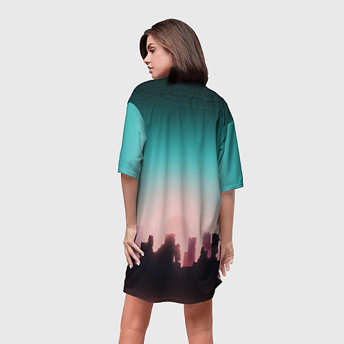 Женская длинная футболка HOTLINE MIAMI / 3D-принт – фото 4