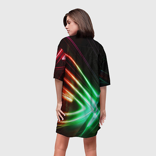 Женская длинная футболка Valorant Neon / 3D-принт – фото 4