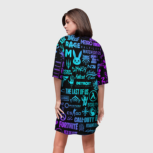 Женская длинная футболка ЛОГОТИПЫ ИГР / 3D-принт – фото 4