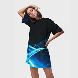 Футболка женская длинная DIGITAL BLUE, цвет: 3D-принт — фото 2