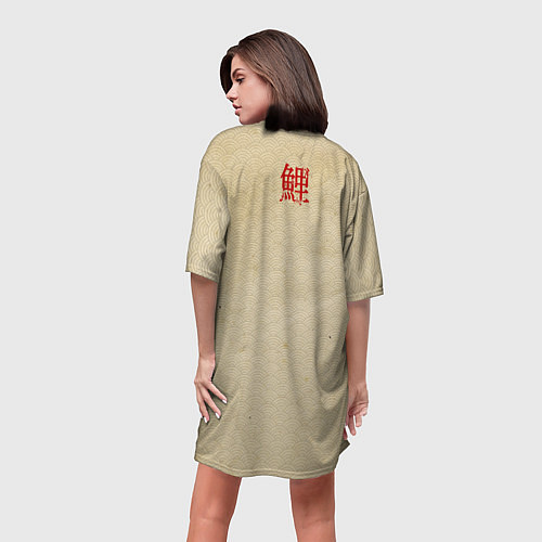 Женская длинная футболка Золотая рыба кои / 3D-принт – фото 4
