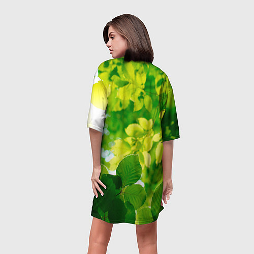 Женская длинная футболка Листья / 3D-принт – фото 4