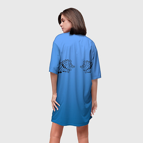 Женская длинная футболка Скрипичный ключ и крылья ноты / 3D-принт – фото 4