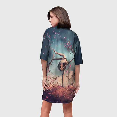 Женская длинная футболка Танцующая с цветами ведьма / 3D-принт – фото 4