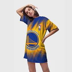 Футболка женская длинная Golden State Warriors, цвет: 3D-принт — фото 2