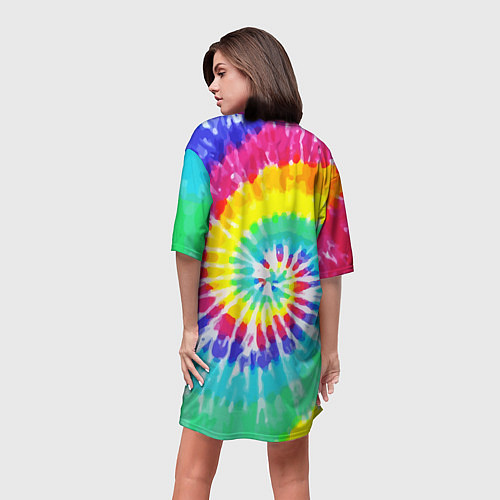 Женская длинная футболка TIE-DYE СТЕНА / 3D-принт – фото 4